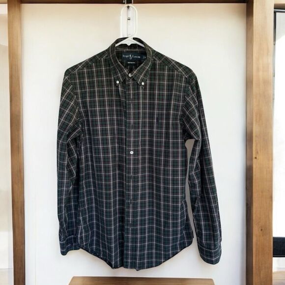 Polo Ralph Lauren Blue Green Plaid Custom Fit Shirt | Men’s Small - Picture 1 of 6